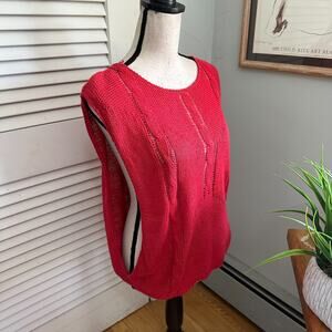 Vintage The Import Workshop Sweater Vest Womens Large Red Retro 80s Minimalist